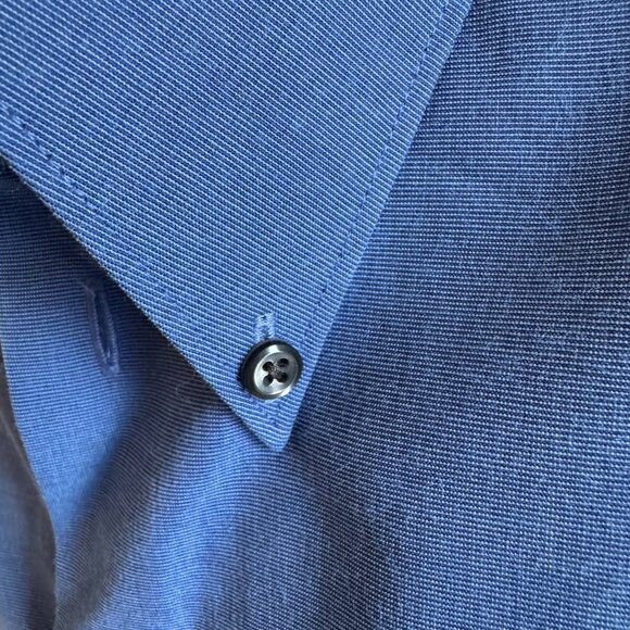 Kenneth Cole KC Reaction Large 16.5 16 1/2 Mens Blue Short Sleeve Button Shirt - Picture 3 of 13